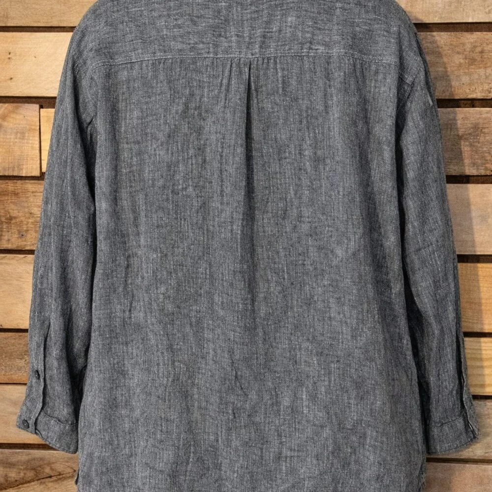J. Jill Love Linen 100% Linen Gray Button Down Shirt Size L - Picture 13 of 14